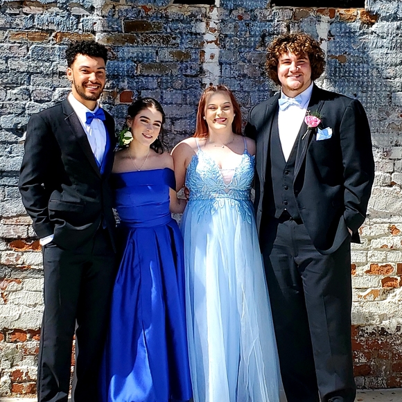 Sis Bridal Royal Blue Aline Off Shoulder Formal Dress - Picture 5 of 6